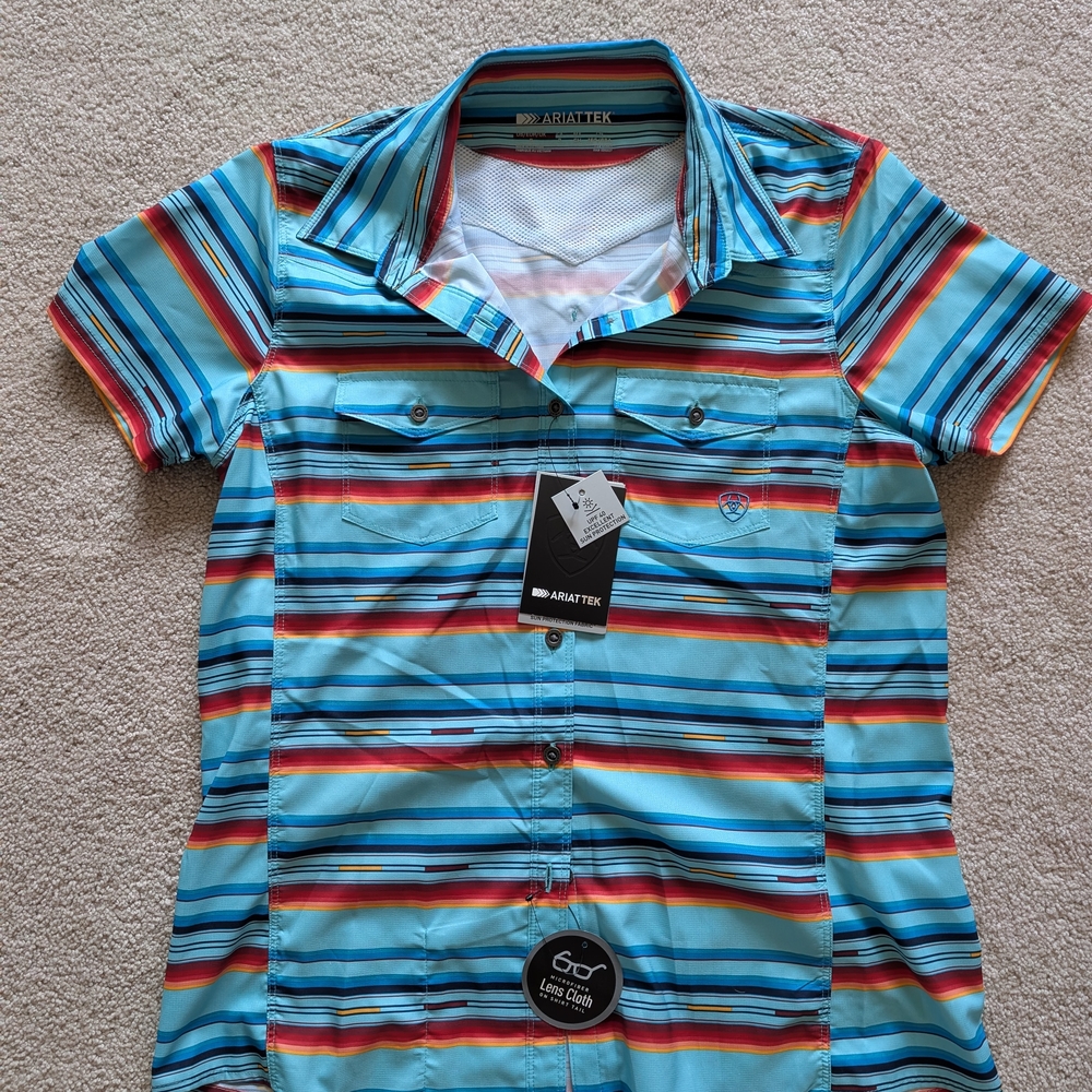 Ariat Blue Striped Short Sleeve Shirt